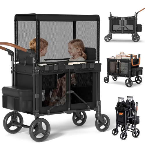 TouHeart, Foldable Wagon Stroller, 2 Kids, Canopy, 5-Point Harness