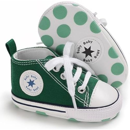 Unisex Baby Girls Boys Canvas High-top Shoes, Newborn Infant Anti-Slip Soft Sole Frist Walking Breathable Sneakers