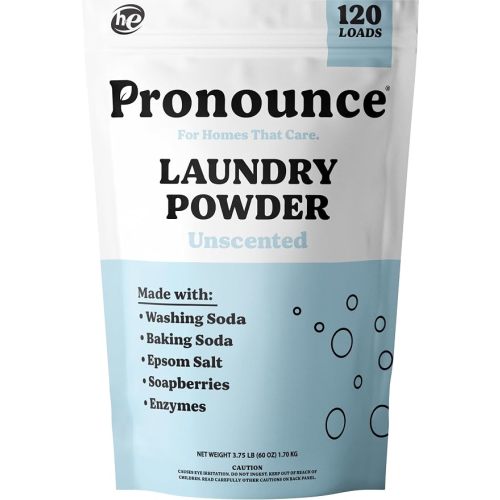 Pronounce Laundry Detergent Powder Alternative | Cleaner Ingredients. No Harsh Preservatives. Stain + Smell Fighting. Fragrance Free, HE Safe - 120 Loads (Unscented).