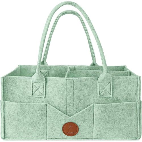 Maliton Baby Diaper Caddy, Nursery Storage Bin & Car Organizer with Handle, Large Felt Bag for Newborn essentials Boy or Girl, Changing Table Organizer for Baby Stuff, 15" x 9" x 7"Baby Shower Basket