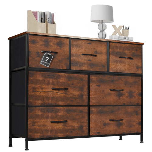 CONCETTA 7-Drawer Fabric Storage Cabinet, Organizer for Living Room, Office, Kitchen, Rust
