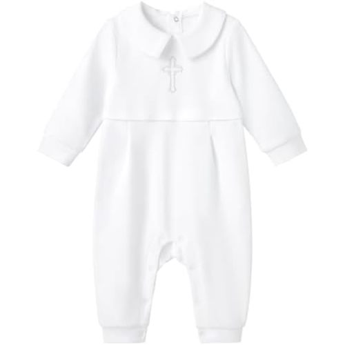 pureborn Baby Boy Baptism Outfit Cotton Romper 0-24 Months