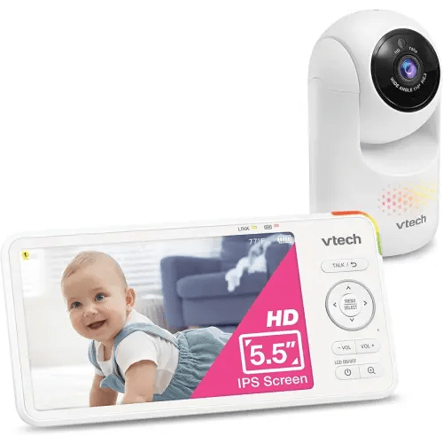 VTech 5.5" IPS Screen 720P Video Baby Monitor with Camera and Audio, Pan-Tilt-Zoom, Night Light, 2-Way Talk, Lullabies, Soothing Sounds, Long Battery Life, No WiFi: Advanced HD Plus
