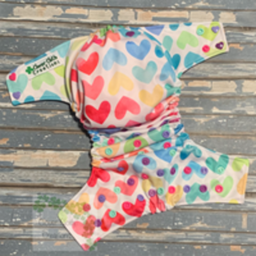Watercolor Hearts Cloth Diaper - Made to Order – Clover Cloth Creations
