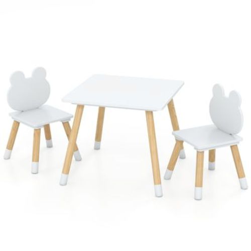 Costway Kids Table & Chairs Set Children Multi-Activity Desk & Frog-Shaped Chair Set w/Wooden Legs