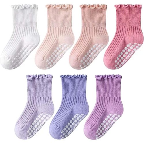 Baby Non Slip Ankle Socks with Grippers for 0 Months-7 Years Old Walking Socks