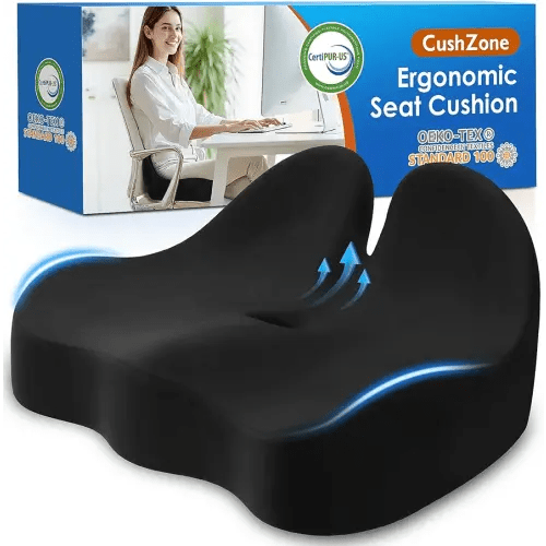 Seat Cushion, Memory Foam Office Chair Seat Cushion for Office Chairs/Car/Long Trip/Desk Chair/Gaming, Extra Large Size for Sciatica & Hip & Tailbone Pain Relief, Sciatica Support (Black)