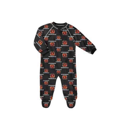 Newborn Black Cincinnati Bengals Allover Print Raglan Full-Zip Jumper, 0-3M