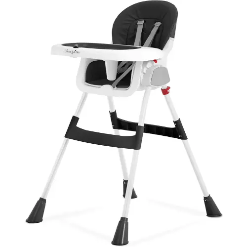 Dream On Me TableTalk 2-in-1 High Chair for Baby & Toddler – Convertible High Chair to Junior Chair, Removable Padded Seat, Dual Dishwasher-Safe Trays, Sturdy Steel Frame, Quick Folding Design – Black