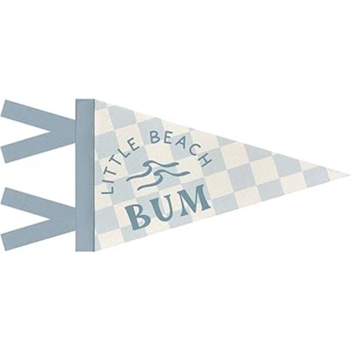 WXHUM Surf Nursery Playroom Decor, Coastal Beach Little Beach Bum Felt Pennant Banner Flags, Blue Wall Art Decor for Kids Playroom Room Decor, 8x17 Inch