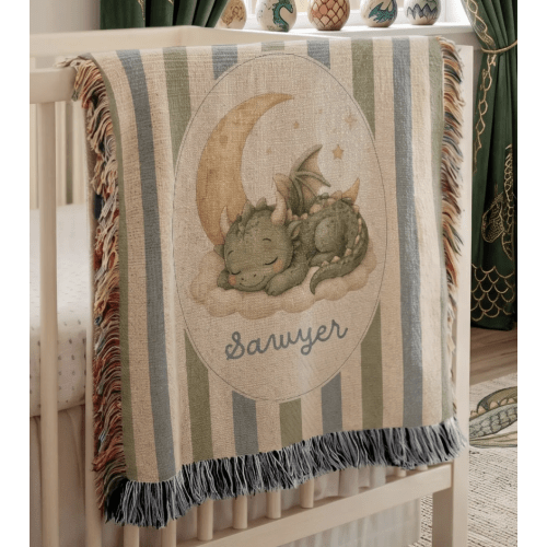 Personalized Sleeping Dragon Baby Blanket