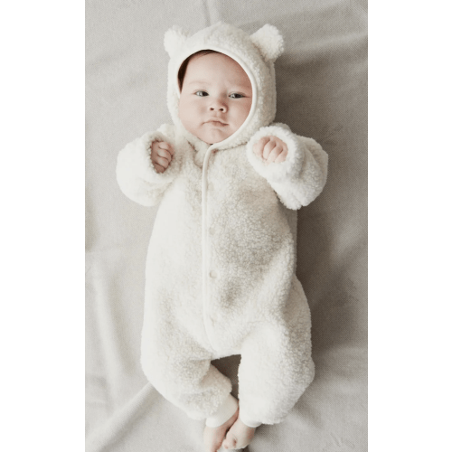 SASHA RECYCLED POLYESTER SHERPA ONEPIECE - NATURAL 3-6 MO
