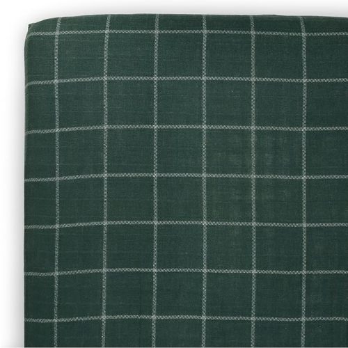Little Unicorn Fitted Crib Sheet | 100% Cotton Muslin | Super Soft | Sized for Standard Baby Crib & Toddler Mattress | Machine Washable | 52” x 28” x 6” (Evergreen Plaid)