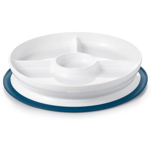 OXO Tot Stick & Stay Divided Plate, Navy, Suction Divided Plate