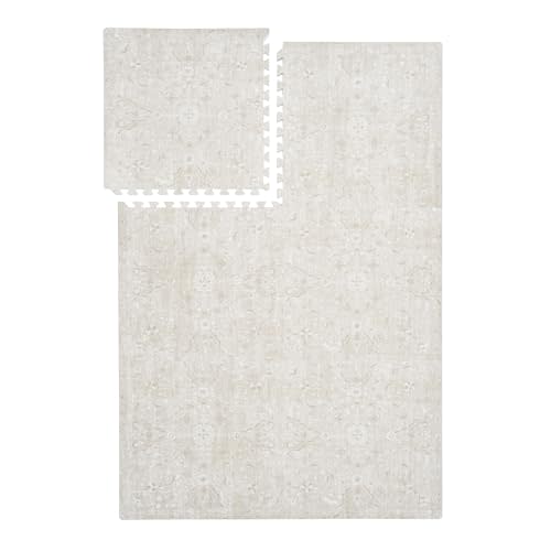 PopsyKosy Premium Baby Floor Play Mat - Thick & Cushioned 0.5 inch Playroom Foam Mat, Non-Toxic Odorless - 6 Tiles - Spacious 6x4 ft. - Stylish & Large, Waterproof for Kids & Toddlers - Pearl Beige