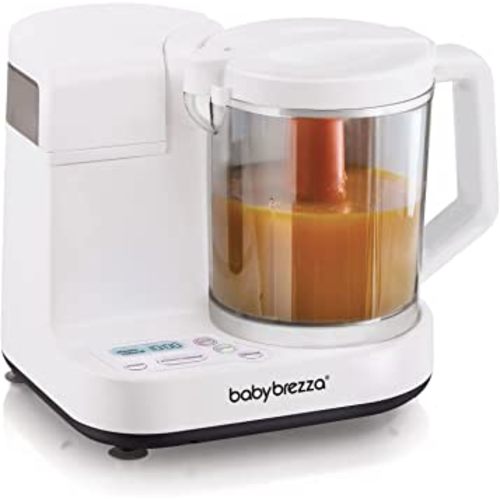 Baby Brezza One Step Glass Baby Food Maker – Auto shut Off, Dishwasher Safe Cooker and Blender to Steam + Puree Organic Food for Infants + Toddlers - 4 Cup Capacity