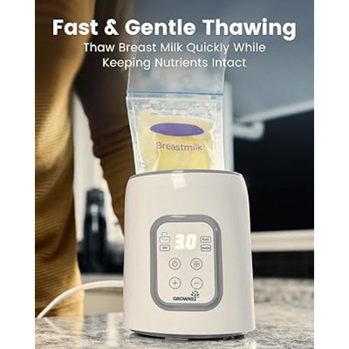 Bottle Warmer, GROWNSY 8-in-1 Fast Baby Milk Warmer with Timer for Breastmilk or Formula, Accurate Temperature Control, with Defrost, Sterili-zing, Keep, Heat Baby Food Jars Function