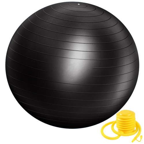 QUANFENG QF Exercise Ball Yoga Ball with Free Air Pump for Fitness, Balance and Gym Workouts, 200 Lbs. (65 cm Black)