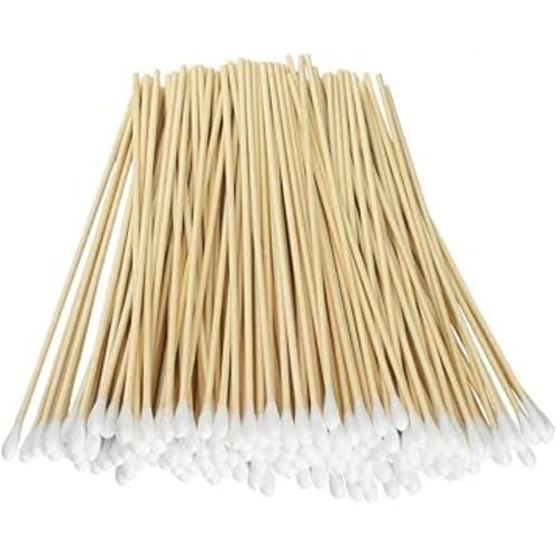 200 Pcs Count 6" Inch Long Cotton Swabs with Wooden Handles Cotton Tipped Applicator, Cleaning with Wood Handle for Oil Makeup Gun Applicators, Eye Ears Eyeshadow Brush and Remover Tool
