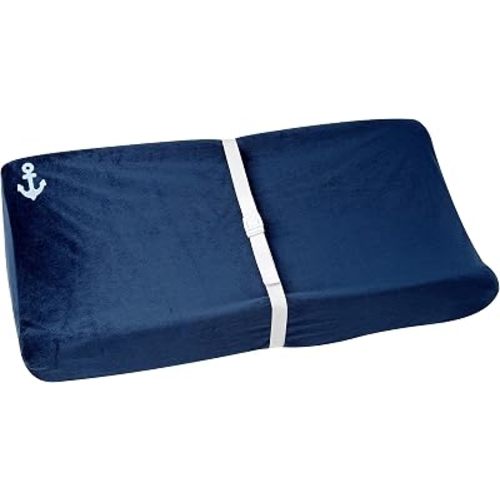 Nautica Kids Nursery Separates Super Soft Changing Pad Cover, Navy & Light Blue Anchor