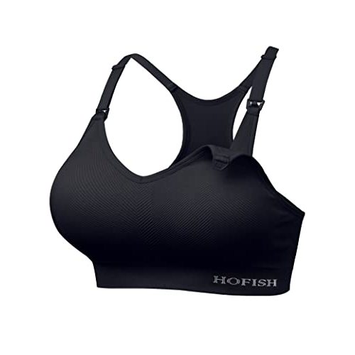 HOFISH Support Nursing Bras for Breastfeeding Medium Impact Maternity & Nursing Sports Bra Seamless Racerback Pregnancy Bra