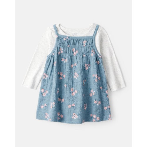 Baby Girl 2-Piece Floral Long-Sleeve Dress Set - Blue - Carter's | Carter's