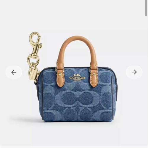 Mini Rowan Bag Charm In Signature Denim