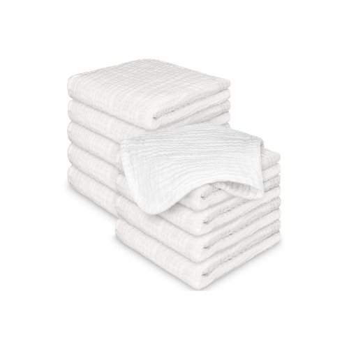 10-Pack Lyra Muslin Baby Washcloths, One Size