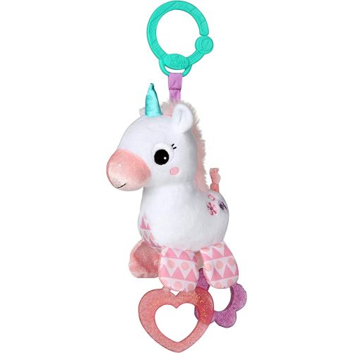 Bright Starts Unicorn Sparkle & Shine Plush Take-Along Stroller or Carrier Toy, Ages 0 Month+, Pink