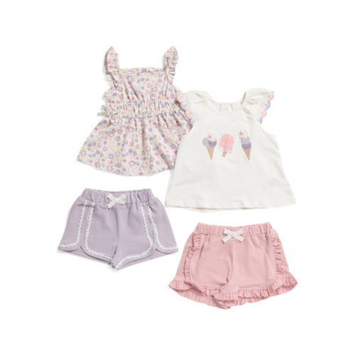 Infant Girls 4pc Ice Cream Tops And Shorts Set | Baby | Marshalls