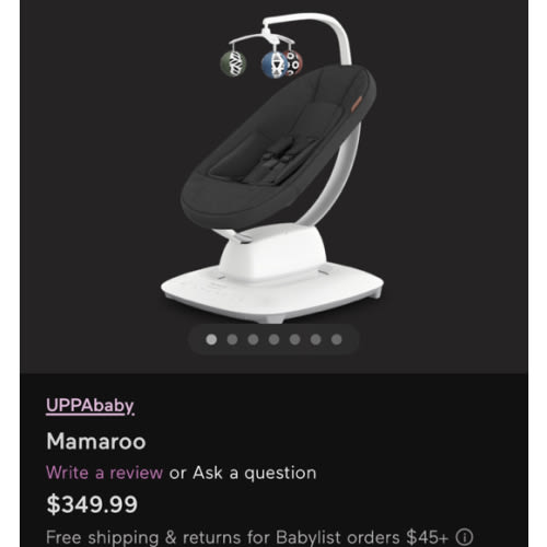 Babylist Cash Fund for mamaroo swing