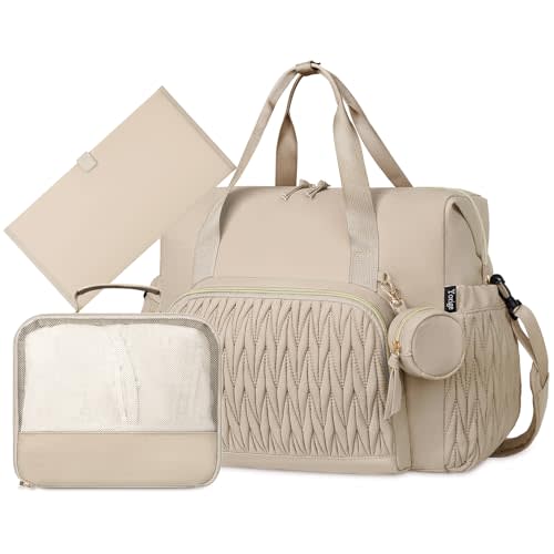 Diaper Tote Bag for Baby 6PCS, Large Mom Hospital Bags with Changing Pad | Mommy Bags for Labor and Delivery, Baby Shower Girl Boy Gift, Mama Bag with Pacifier Case Storage Bag and Shoulder Strap