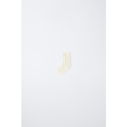 COTTON AND SILK OPENWORK MID-LENGTH SOCKS - Ecru | ZARA United States