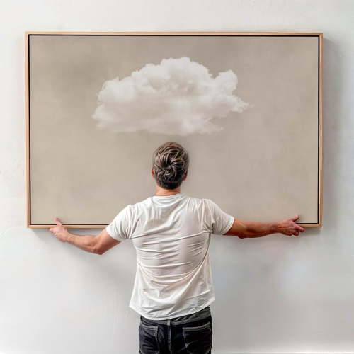 DOPAPRINT Above Bed Cloud Wall Art, Neutral Horizontal Framed Art, Landscape Bedroom Decor, Beige Sky Art, Whimsical Wall Decor Over The Bed Wall Art, Modern Wall Decor NO FRAMED POSTER, Wall Art