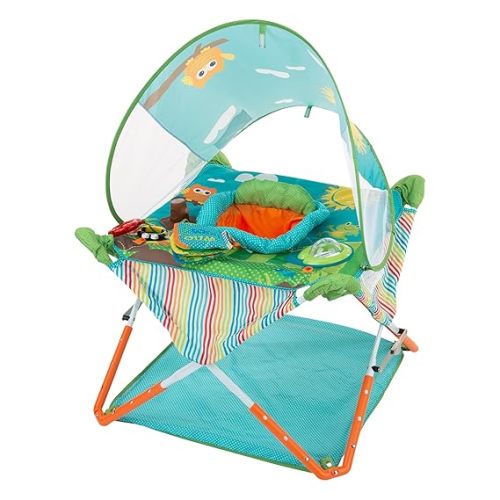 Bright Starts, Pop 'N Jump SE Portable Baby Activity Center, Indoor Outdoor Use, Lightweight, Carrying Bag, Canopy, 6-12 Months (Sweets)