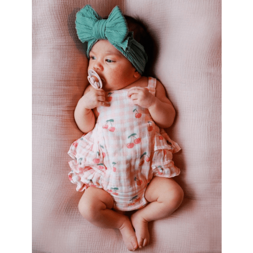 Gingham Cherries / Muslin Ruffle Sunsuit