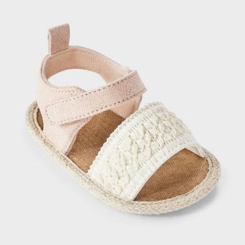 Baby Girls' Woven Sandals - Cloud Island™ Pink/Cream 3-6M
