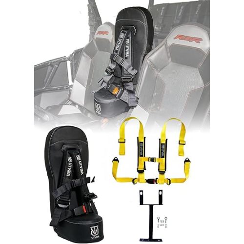 UTVMA RZR 1000 and 900 (2014-2023) Bump Seat with 4-Point Harness | Kids Seat | Jump Seat | All Models (XP, Turbo, Turbo S, High Lifter, Sport, Premium, Ultimate) (Seat with Yellow Harness)