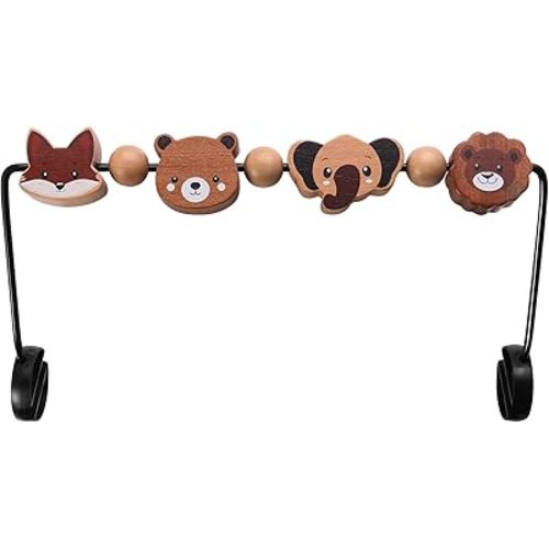 Baby Bouncer Toy Bar Compatible with Baby Bjorn Bouncer, Wooden Bouncer Toys Attachment Easy to Attach and Remove Sensory Toys for Babies All Ages Christmas Toddler Gifts - Animals