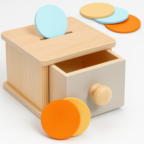 Montessori Mama Coin Box – Wooden Permanence Toy for Toddlers
