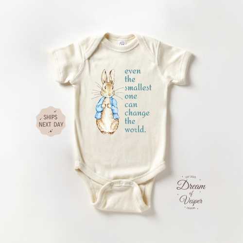 Even the Smallest One Can Change the World Onesie®, Funny Easter Bunny Baby Bodysuit, Cute Rabbit Baby Onesie®, My First Easter, Baby Gift