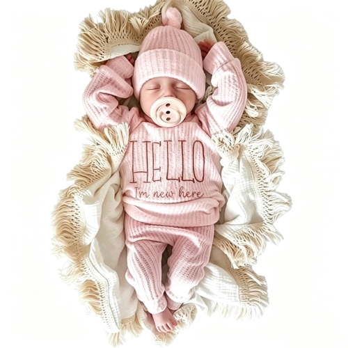 Ylsteed Newborn Baby Boy Girl Embroidery Long Sleeve Romper Leisure Clothes Outfits Bodysuit Baby Shower Coming Home Outfit Tops+Pants+Hat