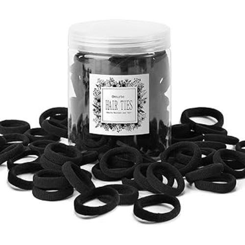 100 Pcs Baby Hair Ties, Seamless Cotton Toddler Hair Ties for Girls and Kids, Black Small Soft Hair Elastics Ponytail Holders