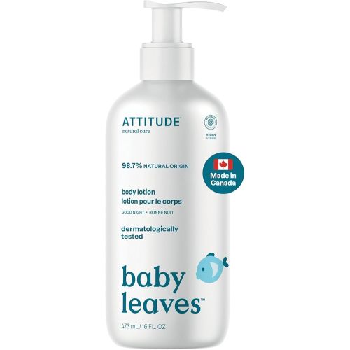 ATTITUDE Baby Lotion, Made in Canada, EWG Verified Moisturizer, Dermatologically Tested Moisturizing Cream, Vegan and Cruelty-Free, Good Night, 473 mL