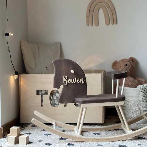 Personalized Wooden Rocking Horse: Handmade Classic Child Toy