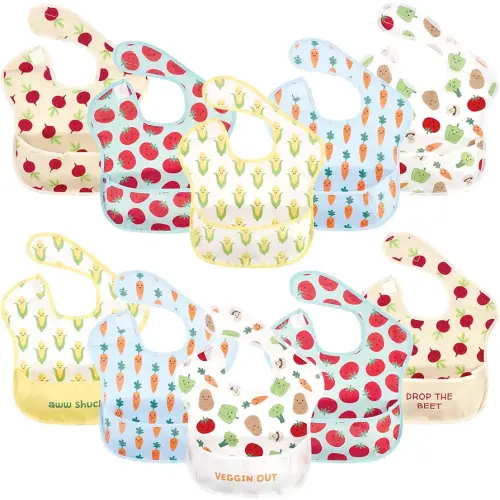 Hudson Baby Unisex Baby Waterproof Polyester Bibs, Veggies, Beginner