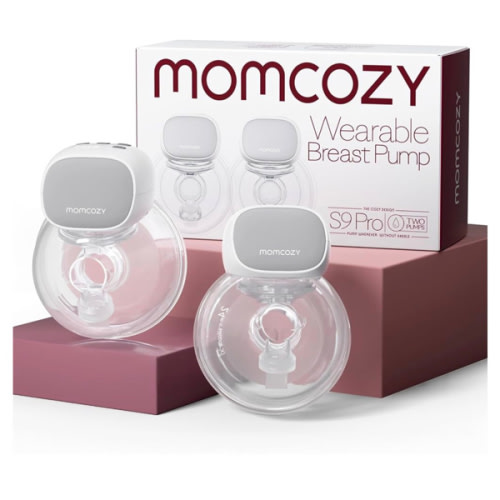Momcozy Breast Pump Hands Free S9 Pro of Longer Battery Life & LED Display, Wearable Breast Pump Double Portable Electric Breast Milk Pump with 2 Modes & 9 Levels - 24mm, 2 Pack Gray