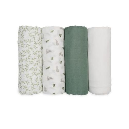 Bamboo Swaddle 4 Pack Fern & Bunnies
