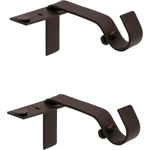 Kenney – Fast Fit Curtain Rod Brackets, No-Drill, No-Measure Installation, Durable Metal Design, Fits 1/2" & 5/8" Curtain Rods, Oil Rubbed Bronze, 2-Pack