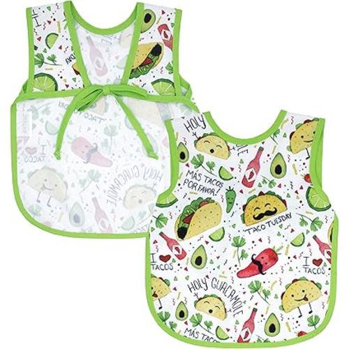 BapronBaby Taco Party Bapron - No Neck Tie Safer Bib for Baby & Toddler - Soft Waterproof Stain Resistant - Machine Washable - Sz Baby/Toddler 6m-3T